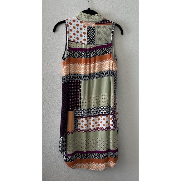 ANTHROPOLOGIE Women's Everyway Shirt Dress Size 2P Patchwork Boho Colorful Artsy - Picture 8 of 16